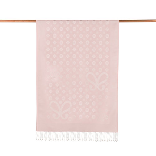 Hydrangea Pink Monogram Print Silk Scarf