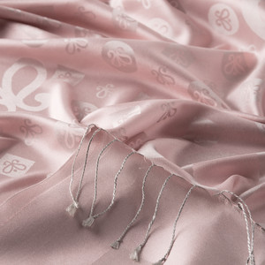 Hydrangea Pink Monogram Print Silk Scarf - Thumbnail