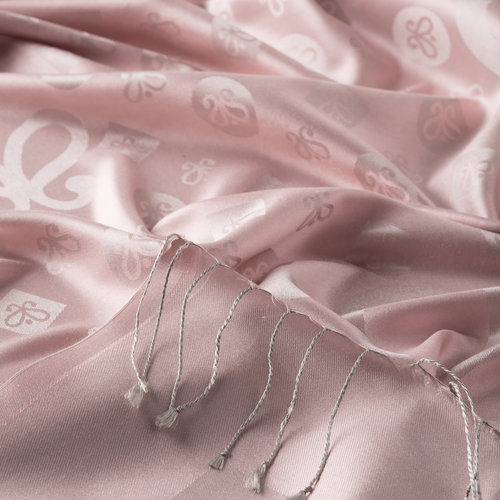Hydrangea Pink Monogram Print Silk Scarf