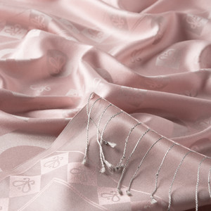 Hydrangea Pink Semi Monogram Print Silk Scarf - Thumbnail