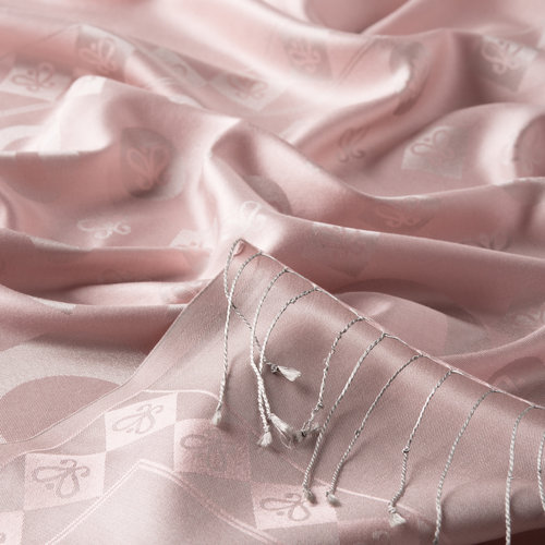 Hydrangea Pink Semi Monogram Print Silk Scarf