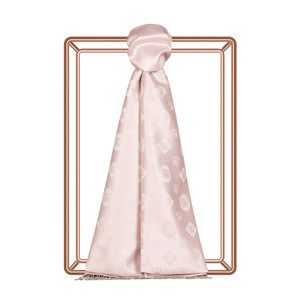 Hydrangea Pink Semi Monogram Print Silk Scarf - Thumbnail