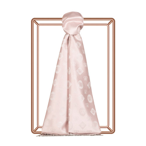 Hydrangea Pink Semi Monogram Print Silk Scarf