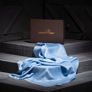 Ice Blue Cashmere Wool Silk Prime Scarf - Thumbnail