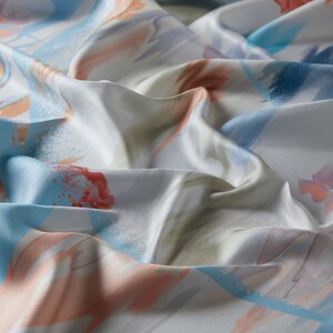 ipekevi - Ice Blue Crescent Twill Silk Scarf (1)