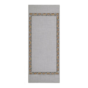 Ice Blue Ethnic Mosaic Wool Silk Scarf - Thumbnail