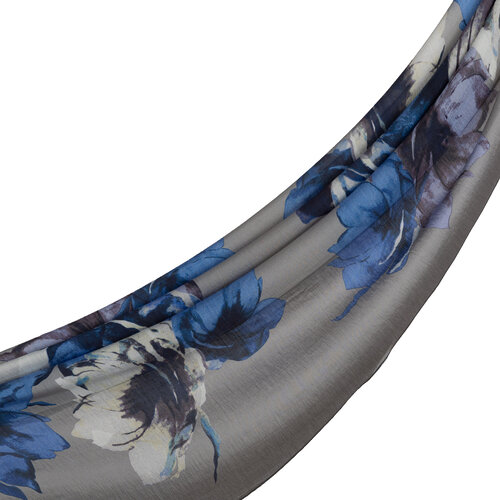 Ice Blue Florescence Print Tencel Scarf