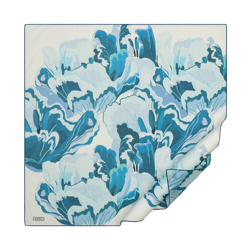 Ice Blue Flower Marble Cotton Scarf
