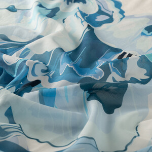 ipekevi - Ice Blue Flower Marble Cotton Scarf (1)