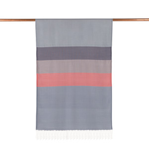 Ice Blue Kushak Striped Silk Scarf - Thumbnail