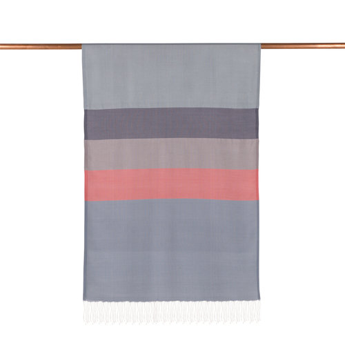 Ice Blue Kushak Striped Silk Scarf