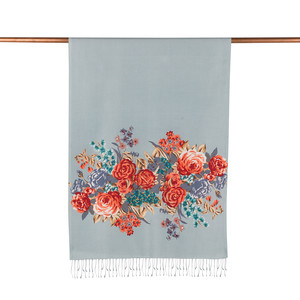 Ice Blue Palace Garden Print Silk Scarf - Thumbnail