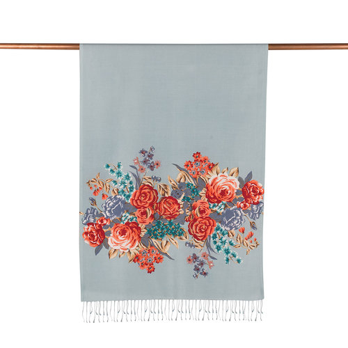 Ice Blue Palace Garden Print Silk Scarf