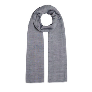 Ice Blue Shantung Wool Silk Scarf - Thumbnail