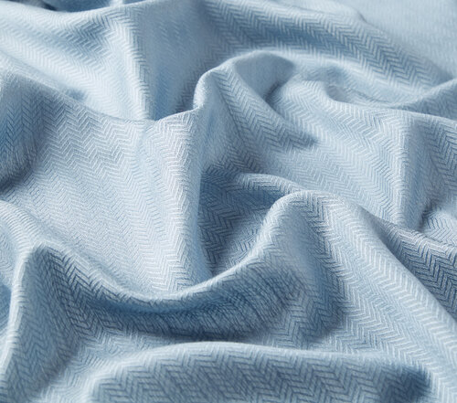 Ice Blue Thin Herringbone Wool Silk Scarf