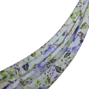 Ice Blue Wild Rose Cotton Scarf - Thumbnail