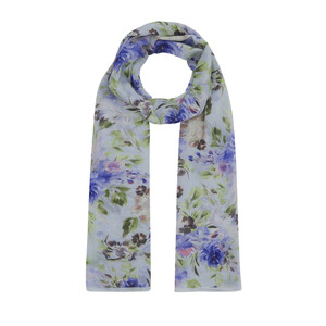 Ice Blue Wild Rose Cotton Scarf - Thumbnail
