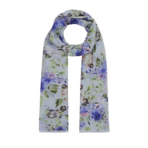 Ice Blue Wild Rose Cotton Scarf