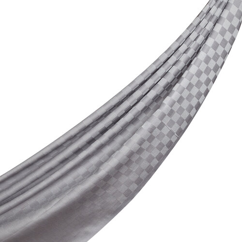 Ice White Checkered Cotton Silk Scarf