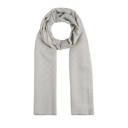 Ice White Checkered Cotton Silk Scarf