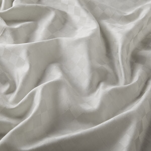 Ice White Checkered Cotton Silk Scarf - Thumbnail