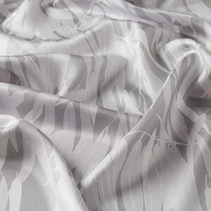 Ice White Dark Garden Print Silk Twill Scarf - Thumbnail