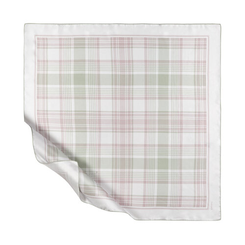 Ice White London Plaid Silk Twill Scarf