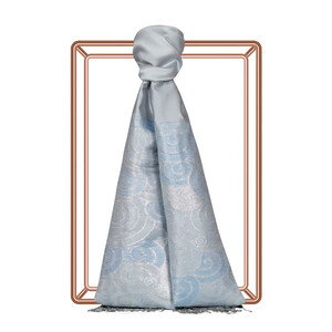Ice White Lurex Spiral Silk Scarf - Thumbnail