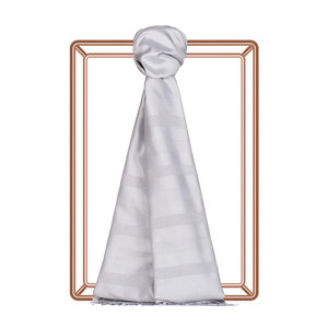 ipekevi - Ice White Mono Striped Silk Scarf