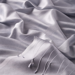 Ice White Mono Striped Silk Scarf - Thumbnail