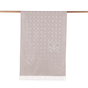 Ice White Monogram Print Silk Scarf - Thumbnail