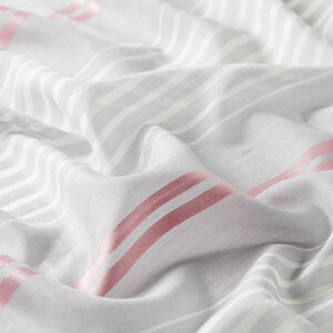 Ice White Perspective Line Pattern Cotton Silk Scarf - Thumbnail