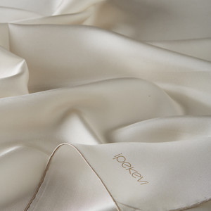 Ice White Plain Silk Twill Scarf - Thumbnail