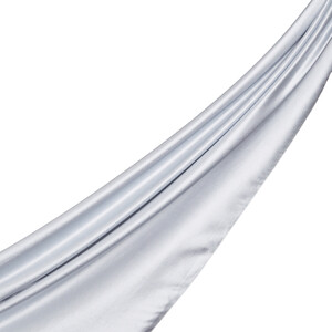 Ice White Reversible Silk Neck Scarf - Thumbnail
