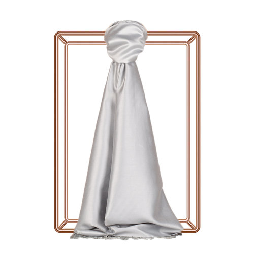 Ice White Reversible Silk Scarf