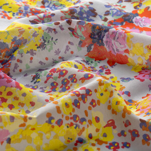 Ice White Rich Rose Cotton Scarf - Thumbnail