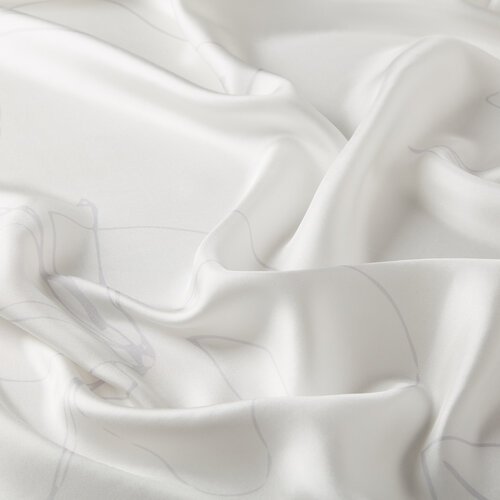 Ice White Trichosante Print Silk Twill Scarf