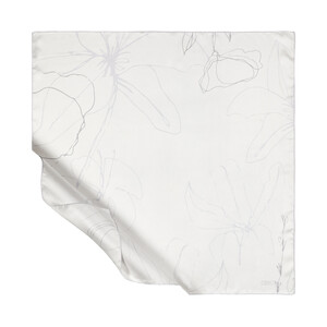 Ice White Trichosante Print Silk Twill Scarf - Thumbnail