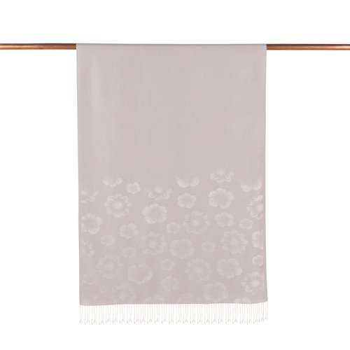 Ice White Violet Jacquard Silk Scarf