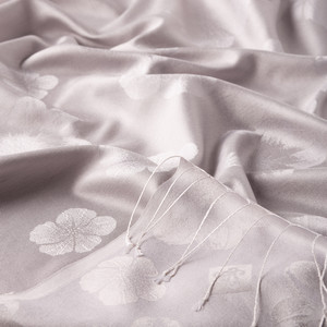 Ice White Violet Jacquard Silk Scarf - Thumbnail
