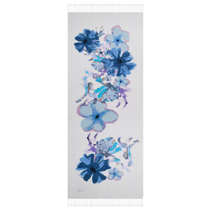 Ice White Water Fleur Print Silk Scarf - Thumbnail