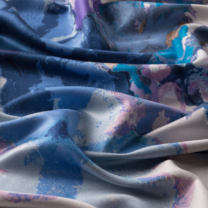 Ice White Water Fleur Print Silk Scarf - Thumbnail