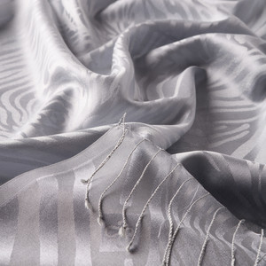 Ice White Zebra Jacquard Silk Scarf - Thumbnail