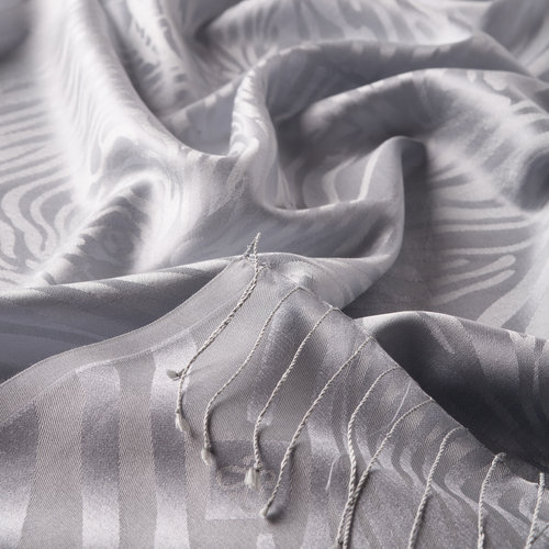 Ice White Zebra Jacquard Silk Scarf