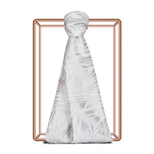 Ice White Zebra Jacquard Silk Scarf - Thumbnail