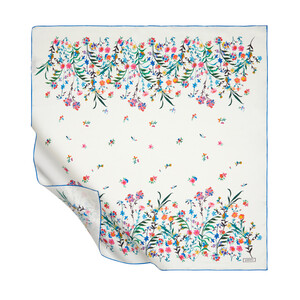 ipekevi - ايشارب حرير تويل تصميم ورود لون أبيض