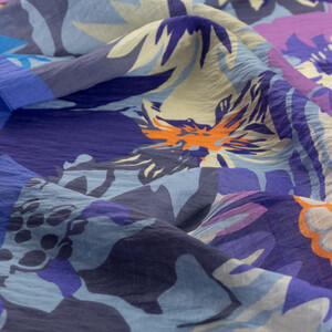 Indigo Blue Nihavent Print Tencel Scarf - Thumbnail