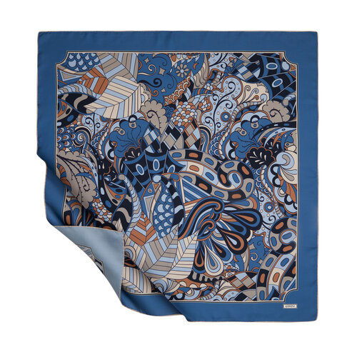 Indigo Carnival Twill Silk Scarf