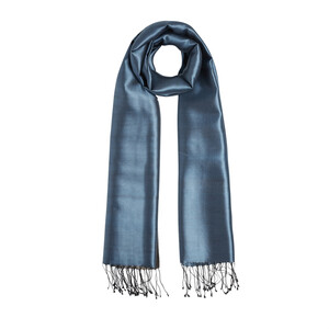 Indigo Charcoal Reversible Silk Scarf - Thumbnail