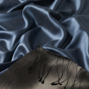 Indigo Charcoal Reversible Silk Scarf - Thumbnail